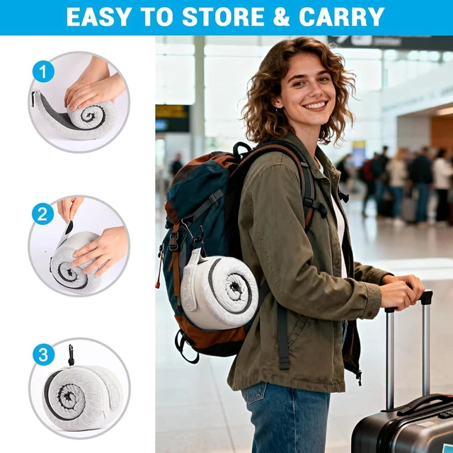 Alt view image 6 of 7 - Travel Pillows for Airplanes,Neck Pillow for Traveling, Memory Foam Travel Pillows Neck Support Sleep for Long Flight,Suitable for Airplanes,Offices and Cars