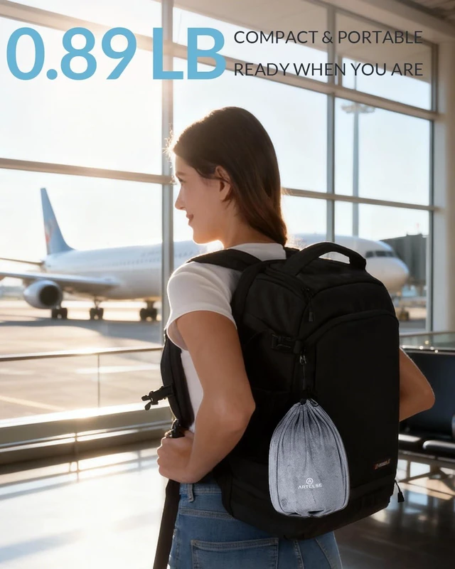 Alt view image 7 of 7 - Travel Neck Pillow - Memory Foam Airplane Pillow with Chin Support | Dual raised sides provide 360° head and chin support; washable breathable cover and compact carry bag for long flights
