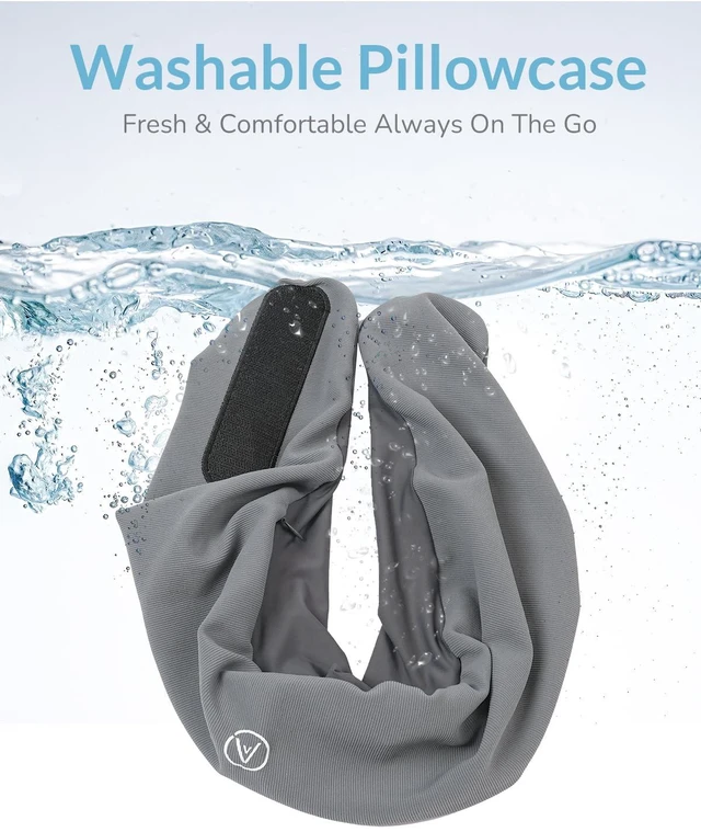 Alt view image 6 of 7 - Travel Neck Pillow - Memory Foam Airplane Pillow with Chin Support | Dual raised sides provide 360° head and chin support; washable breathable cover and compact carry bag for long flights