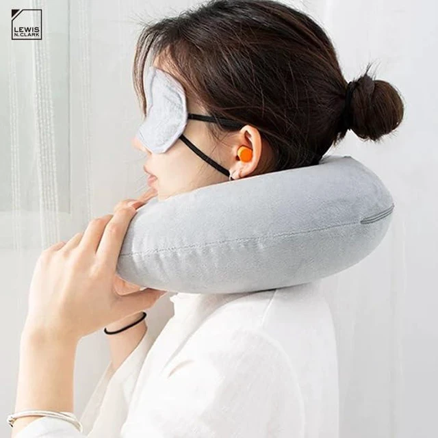 Alt view image 5 of 6 - Compact Portable Adjustable and Inflatable Cervical Neck Pillow for Travel, Gray
