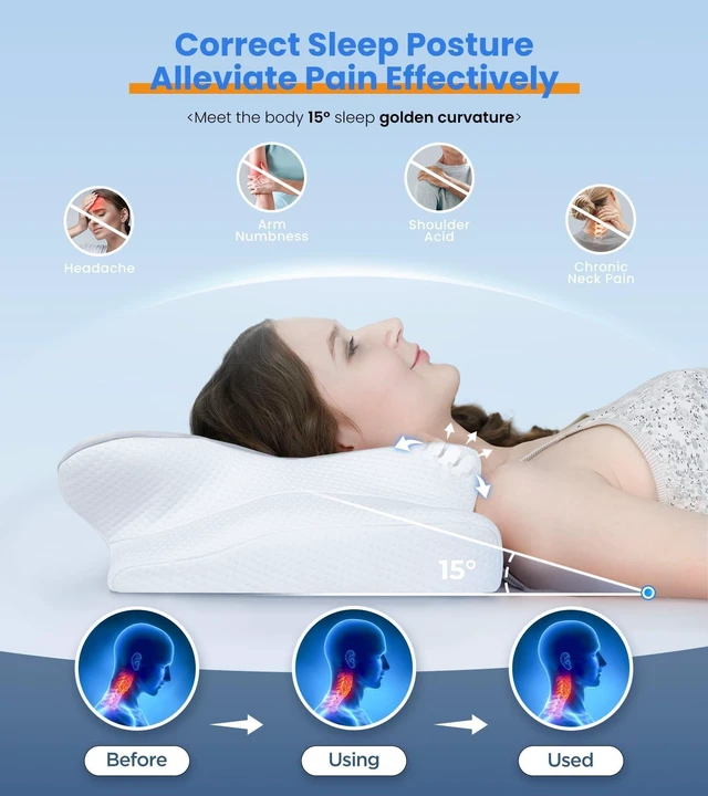 Alt view image 3 of 7 - Ultra Pain Relief Cooling Pillow for Neck Support, Adjustable Cervical Pillow Cozy Sleeping, Odorless Ergonomic Contour Memory Foam Pillows, Orthopedic Bed Pillow for Side Back Stomach Sleeper