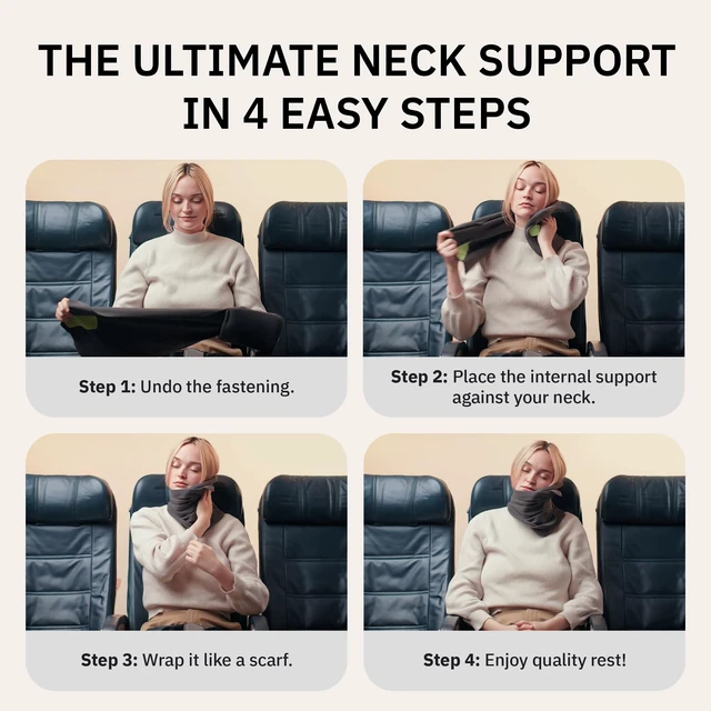 Alt view image 2 of 7 - Pillow - Scientifically Proven Neck Support Travel Pillow for Airplanes - Lightweight and Machine Washable - Ergonomic Design for Traveling on Cars and Trains - Black