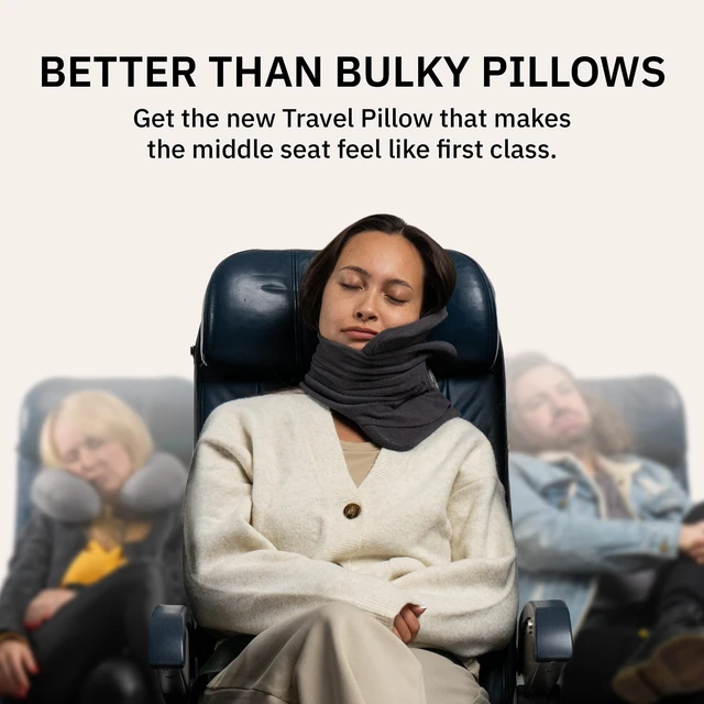 Alt view image 6 of 7 - Pillow - Scientifically Proven Neck Support Travel Pillow for Airplanes - Lightweight and Machine Washable - Ergonomic Design for Traveling on Cars and Trains - Black