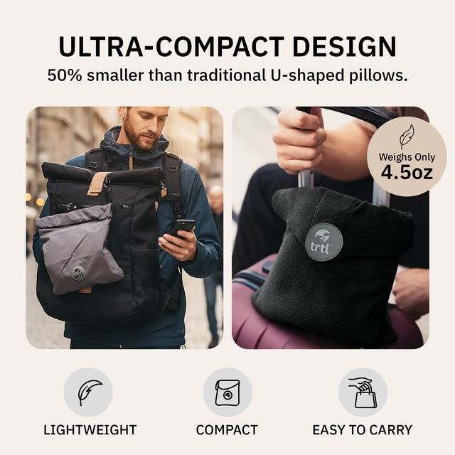 Alt view image 5 of 7 - Pillow - Scientifically Proven Neck Support Travel Pillow for Airplanes - Lightweight and Machine Washable - Ergonomic Design for Traveling on Cars and Trains - Black