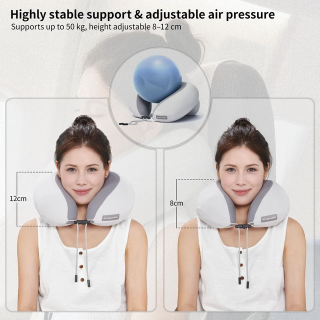 Alt view image 6 of 7 - Neck Pillow Aeroplane Inflatable, Pressure Air Cushion Inflatable Travel Pillow, Lightweight Neck Pillow Adult for Airplane, Train, Office