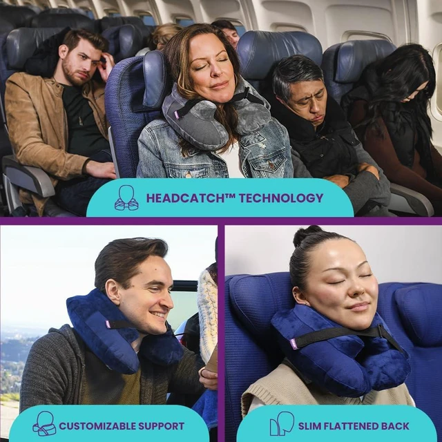 Alt view image 4 of 7 - Inflatable Travel Pillow Air TNE Adjustable, Lightweight, and Supportive for Sleeping on Airplanes, Trains, and Cars Customized Fit and Compact Carrying Case (Slate Grey)
