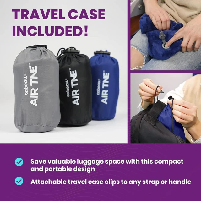 Alt view image 7 of 7 - Inflatable Travel Pillow Air TNE Adjustable, Lightweight, and Supportive for Sleeping on Airplanes, Trains, and Cars Customized Fit and Compact Carrying Case (Slate Grey)