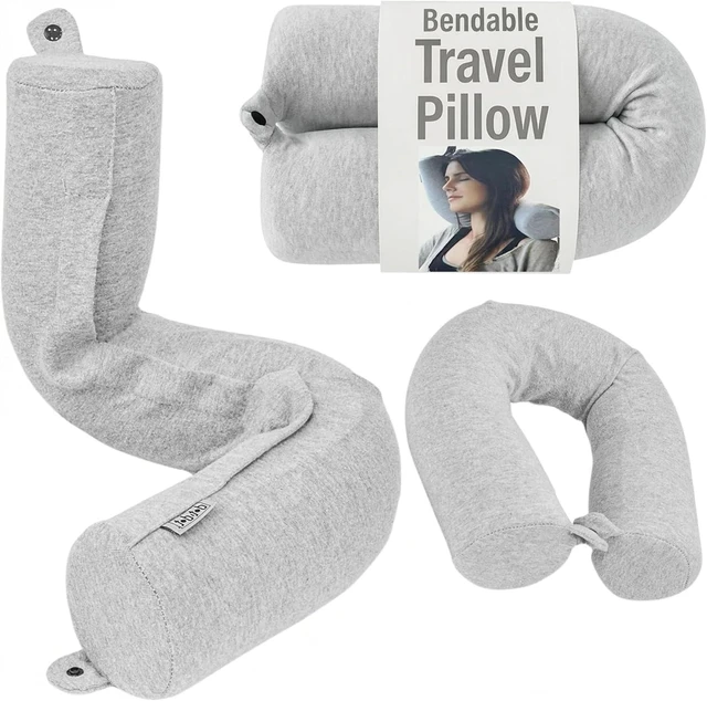 Main image of Twist Memory Foam Travel Pillow, Bendable Neck Pillow for Airplane, Car and Home, 26-Inch Adjustable Roll with Washable Cotton Cover, Gray