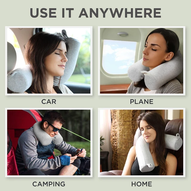 Alt view image 5 of 7 - Twist Memory Foam Travel Pillow, Bendable Neck Pillow for Airplane, Car and Home, 26-Inch Adjustable Roll with Washable Cotton Cover, Gray