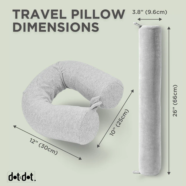 Alt view image 7 of 7 - Twist Memory Foam Travel Pillow, Bendable Neck Pillow for Airplane, Car and Home, 26-Inch Adjustable Roll with Washable Cotton Cover, Gray
