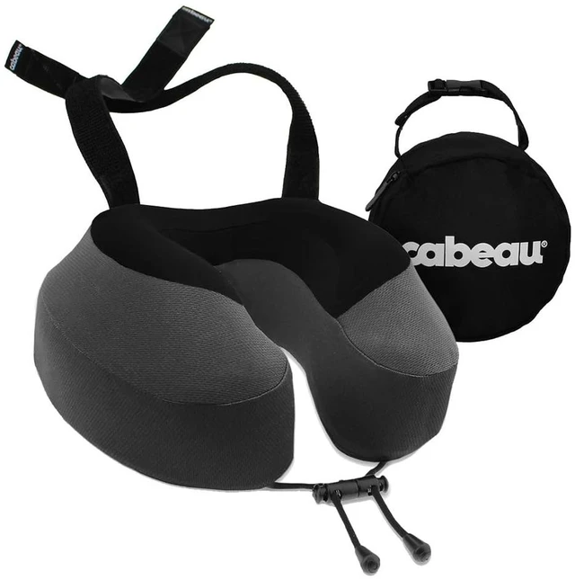 Main image of Evolution S3 Travel Pillow - Memory Foam Neck Pillow for Airplane and Long Flights with Seat Straps for Head and Neck Support, 360 Degree Support (Steel Grey)