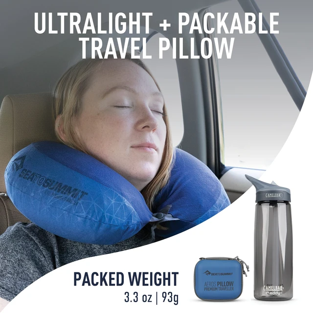Alt view image 2 of 7 - Aeros Premium Traveller Inflatable Neck Pillow, Navy Blue | Luxurious, lightweight inflatable neck pillow with an ergonomic shape delivers max comfort for airplane and car travel