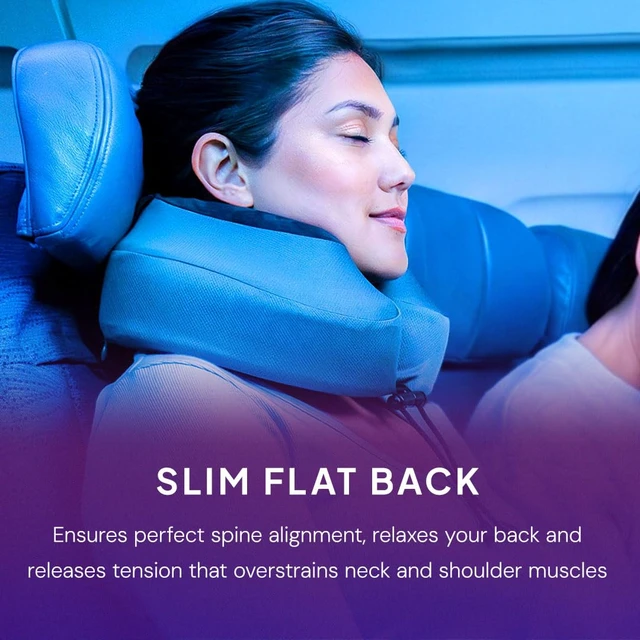 Alt view image 6 of 7 - Evolution S3 Travel Pillow - Memory Foam Neck Pillow for Airplane and Long Flights with Seat Straps for Head and Neck Support, 360 Degree Support (Steel Grey)