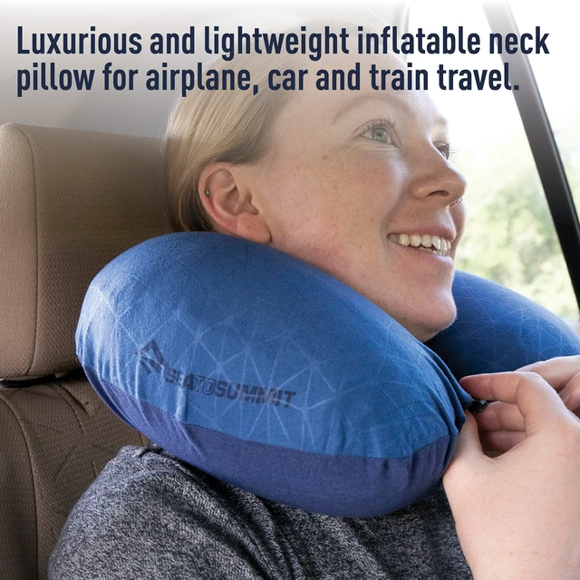 Alt view image 5 of 7 - Aeros Premium Traveller Inflatable Neck Pillow, Navy Blue | Luxurious, lightweight inflatable neck pillow with an ergonomic shape delivers max comfort for airplane and car travel