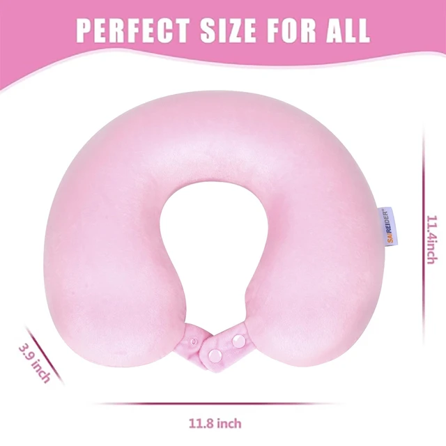 Alt view image 6 of 6 - Travel Neck Pillow 100% Pure Memory Foam Airplane Pillow for Head Support,Soft Adjustable Pillow for Plane, Car & Home Recliner (Pink)
