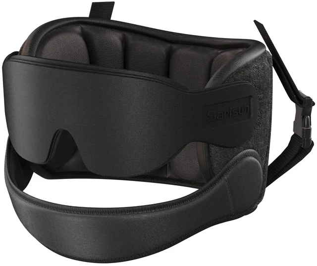 Main image of Airplane Travel Pillow with Chin Strap, Stable Head Support, Black | Extra Chin Support, Secures to Seat Headrest, Airplane Sleep Without Head Bobbing, 360° Support Plane Pillow for Long Flight