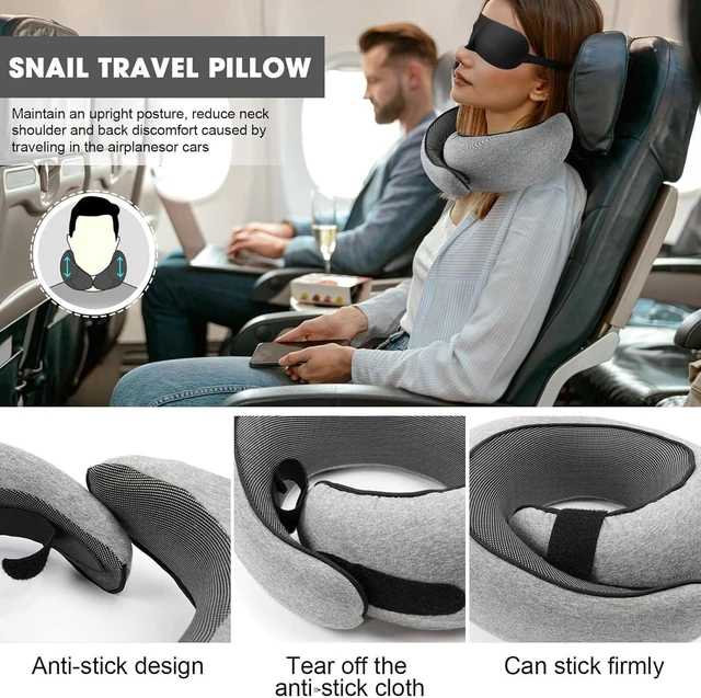Alt view image 3 of 6 - Travel Pillow for Airplanes, 2026 New Memory Foam Neck Pillow with Chin Wrap for Traveling, Suitable for Airplanes, Offices and Cars