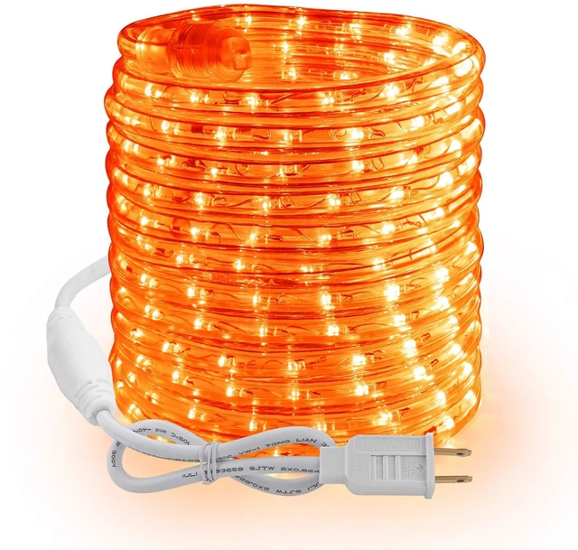 Main image of Orange Halloween Rope Lights Connectable, 18ft 216 LED Rope Lights | 120V ETL Certificated Plugin Halloween Tube Light; Indoor Outdoor Clear PVC Tube Waterproof for Tree Patio Xmas Camping Decor