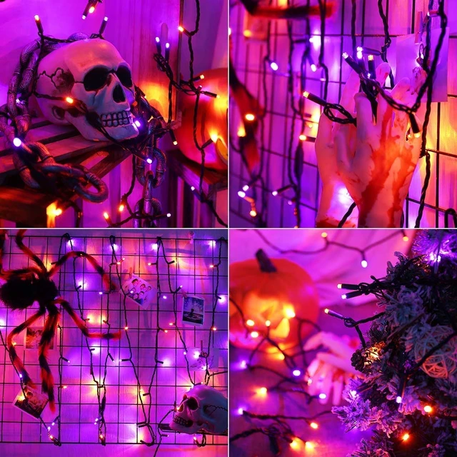 Alt view image 2 of 7 - 5MM Wide Angle Halloween Lights Purple Orange, 100 LED Connectable | 120V Plugin UL-certified 33ft Black Wire Mini String; No Flickering; Indoor/Outdoor Waterproof for Tree Home Patio Decoration