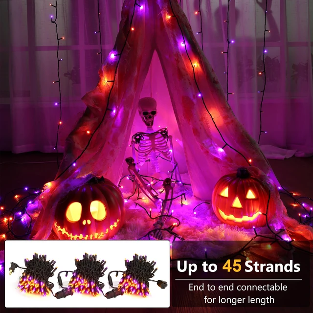 Alt view image 4 of 7 - 5MM Wide Angle Halloween Lights Purple Orange, 100 LED Connectable | 120V Plugin UL-certified 33ft Black Wire Mini String; No Flickering; Indoor/Outdoor Waterproof for Tree Home Patio Decoration