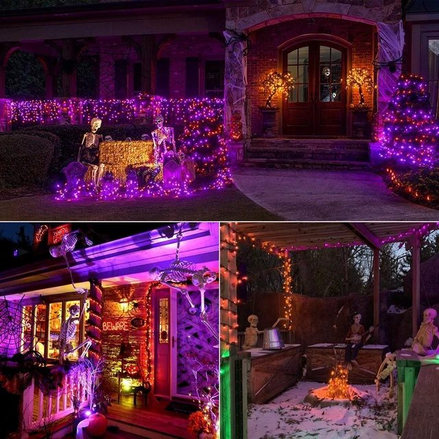 Alt view image 3 of 7 - 5MM Wide Angle Halloween Lights Purple Orange, 100 LED Connectable | 120V Plugin UL-certified 33ft Black Wire Mini String; No Flickering; Indoor/Outdoor Waterproof for Tree Home Patio Decoration