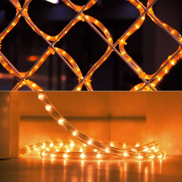 Alt view image 6 of 6 - Orange Halloween Rope Lights Connectable, 18ft 216 LED Rope Lights | 120V ETL Certificated Plugin Halloween Tube Light; Indoor Outdoor Clear PVC Tube Waterproof for Tree Patio Xmas Camping Decor