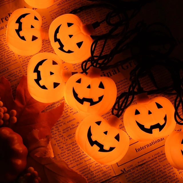 Alt view image 6 of 7 - Halloween String Lights - LED Jack O Lantern Lights with Cute Spooky Smiling, 8.5Ft LED Pumpkin Lights Outdoor Plug in for Fall Halloween Decorations Indoor Outdoor Home Mantel Party Decor, 0.07W