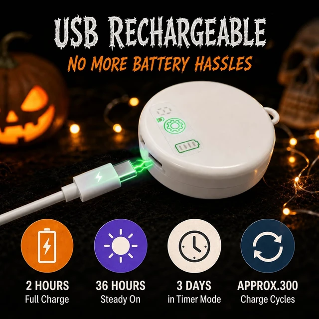 Alt view image 2 of 7 - Halloween Decorations, Rechargeable Halloween Window Lights, 3 Pack | Halloween Window Decorations, USB-C Rechargeable, 8 Flashing Modes, Timer, Pumpkin Spider Witch Hat Halloween Lights for home