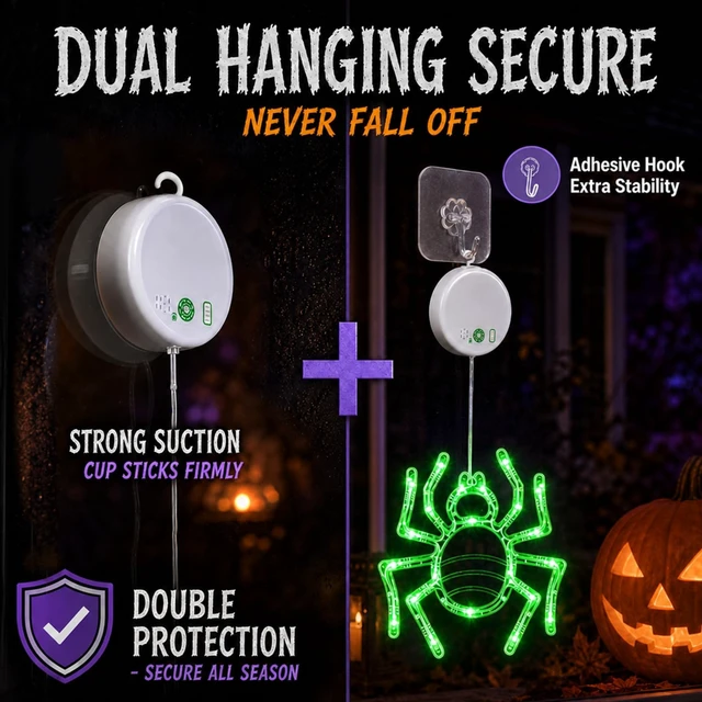 Alt view image 6 of 7 - Halloween Decorations, Rechargeable Halloween Window Lights, 3 Pack | Halloween Window Decorations, USB-C Rechargeable, 8 Flashing Modes, Timer, Pumpkin Spider Witch Hat Halloween Lights for home