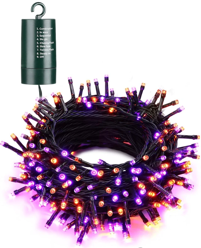 Main image of Orange Purple Halloween String Lights 67ft 200LED Battery Operated | String Lights Waterproof 8 Modes & Auto Timer Mini Lights for Xmas Decorations, Halloween, Holiday Decor Outdoor Indoor
