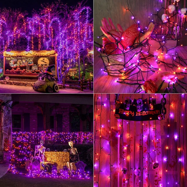 Alt view image 6 of 6 - Orange Purple Halloween String Lights 67ft 200LED Battery Operated | String Lights Waterproof 8 Modes & Auto Timer Mini Lights for Xmas Decorations, Halloween, Holiday Decor Outdoor Indoor