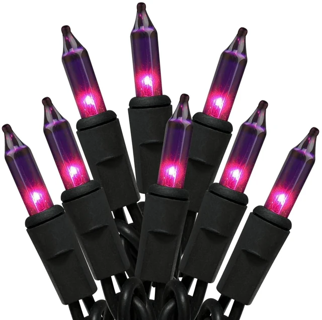 Main image of Purple Halloween Lights,100 Count Incandescent Lights String with Black Wire,Ideal Halloween Decorations for Outdoor Indoor Patio Home Party Garden Yard Decor,UL Certified (21feet)