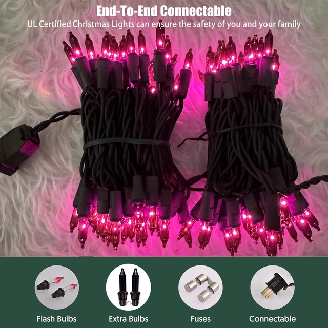 Alt view image 4 of 7 - Purple Halloween Lights,100 Count Incandescent Lights String with Black Wire,Ideal Halloween Decorations for Outdoor Indoor Patio Home Party Garden Yard Decor,UL Certified (21feet)