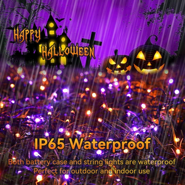 Alt view image 3 of 7 - Orange Purple Halloween String Lights Outdoor 100LED Battery Operated Fairy Lights with Waterproof Remote Timer String Lights for Garden Party Holiday Halloween Décor