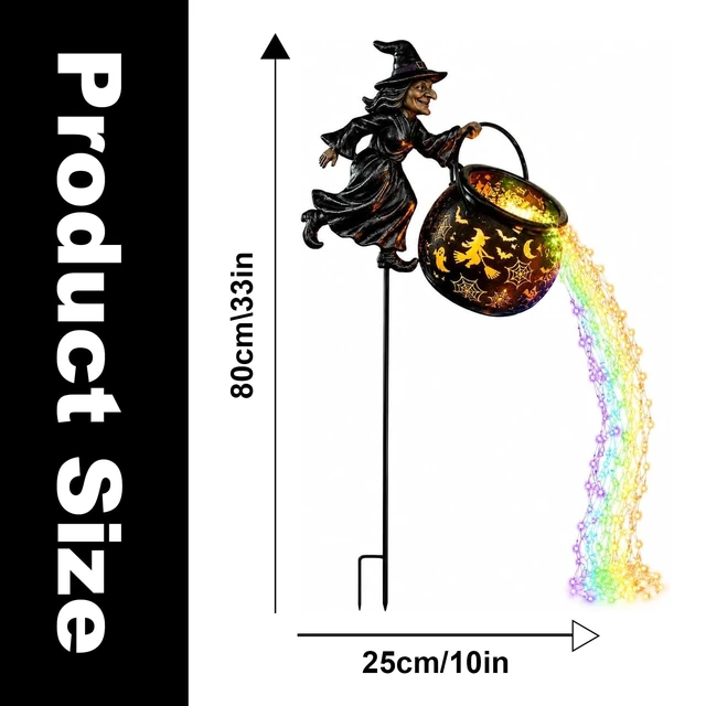 Alt view image 2 of 7 - Halloween Decorations Outdoor Witch Cauldron Garden Light | Witch Cauldron With Layered Colored LED Waterfall, For Yard Lawn Pathway, No Battery