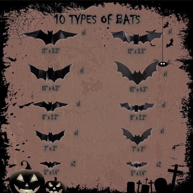 Alt view image 6 of 7 - 12 Pack Halloween Bats Halloween Decorations LED Bats Wall Decor Indoor | Light Up Flashing Modes, Damage Free Removel, 3D Bat Stickers, for Party Walls Windows Mirrors Garages Door