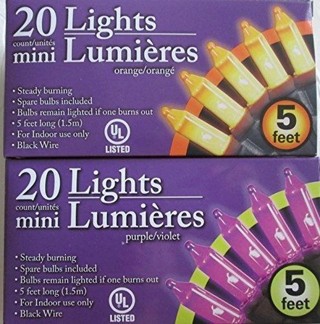Main image of Purple and Orange Holidays Mini Decorative Lights Bundle - 2 Item: Purple Mini Lights and Orange Mini Lights by