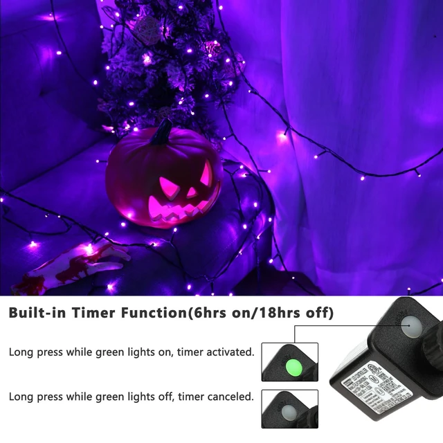 Alt view image 3 of 7 - Purple Halloween String Lights Connectable Plugin 78.74 ft 240 LED | 8 Modes Fairy Light with Timer; Memory Function; Indoor Outdoor Waterproof Green Wire for Christmas Tree Room Garden Decor