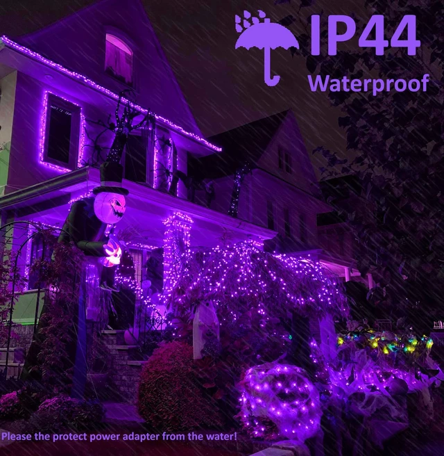 Alt view image 6 of 7 - Purple Halloween String Lights Connectable Plugin 78.74 ft 240 LED | 8 Modes Fairy Light with Timer; Memory Function; Indoor Outdoor Waterproof Green Wire for Christmas Tree Room Garden Decor