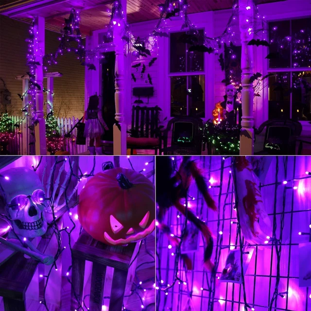 Alt view image 7 of 7 - Purple Halloween String Lights Connectable Plugin 78.74 ft 240 LED | 8 Modes Fairy Light with Timer; Memory Function; Indoor Outdoor Waterproof Green Wire for Christmas Tree Room Garden Decor