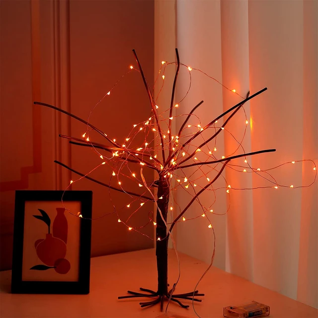 Alt view image 4 of 7 - Mini Halloween Fairy Lights Battery Operate, 1 Pack Copper Wire Night Lights 3*AAA Battery Powered Led Starry Fairy String Lights for Bedroom, Christmas, Party, Decoration(5m/16ft Orange)