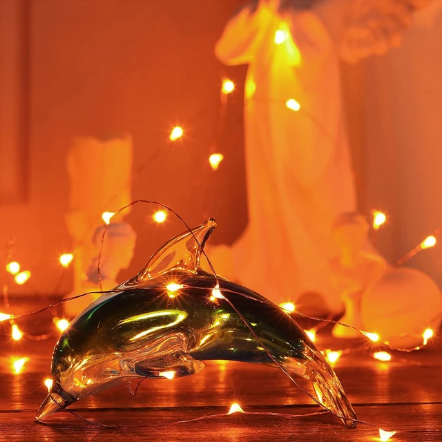 Alt view image 6 of 7 - Mini Halloween Fairy Lights Battery Operate, 1 Pack Copper Wire Night Lights 3*AAA Battery Powered Led Starry Fairy String Lights for Bedroom, Christmas, Party, Decoration(5m/16ft Orange)