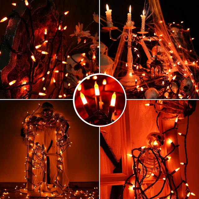 Alt view image 3 of 7 - Candy Corn Halloween Lights, 25ft 100 Count Incandescent Lights | UL Certified Connectable Mini Bulbs Yellow & Orange String Light for Home, Garden, Porch, Party, Yard, Indoor Halloween Decor