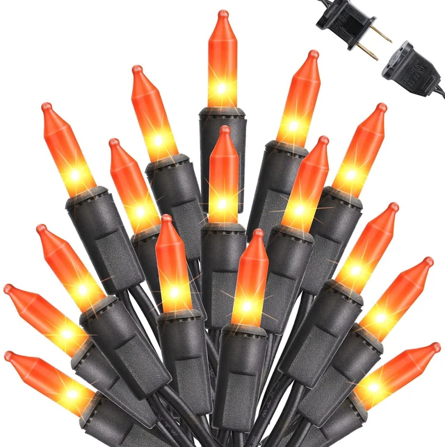 Main image of Orange Hallowen Lights, 25ft 100 Count Incandescent String Lights | UL Certified Connectable Mini Bulbs Orange String Light for Home, Garden, Porch, Party, Indoor Halloween Decorations