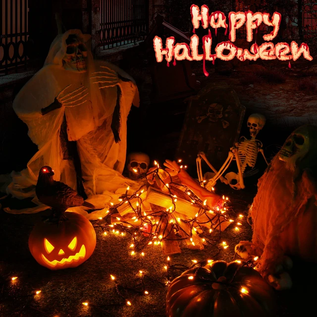Alt view image 3 of 7 - Orange Hallowen Lights, 25ft 100 Count Incandescent String Lights | UL Certified Connectable Mini Bulbs Orange String Light for Home, Garden, Porch, Party, Indoor Halloween Decorations