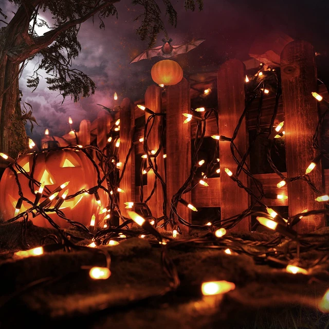 Alt view image 5 of 7 - Orange Hallowen Lights, 25ft 100 Count Incandescent String Lights | UL Certified Connectable Mini Bulbs Orange String Light for Home, Garden, Porch, Party, Indoor Halloween Decorations