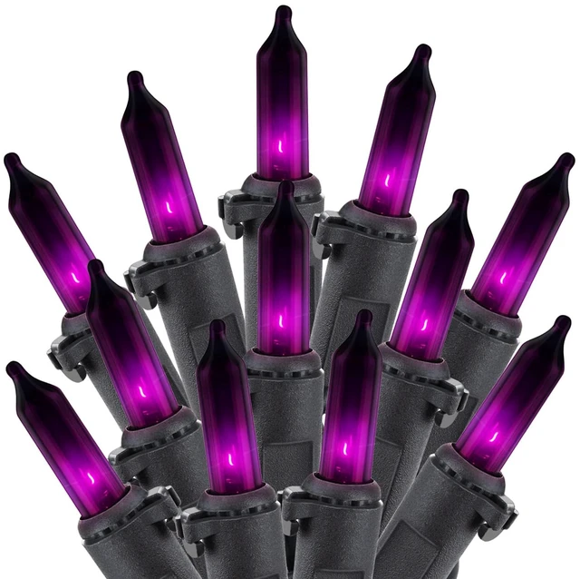 Main image of Halloween String Lights Outdoor 100 Count 20 Feet Incandescent Bulb | Mini Lights for Christmas Indoor Garland Party Festival Decoration, Purple