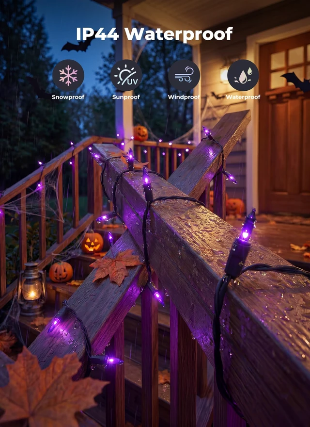 Alt view image 6 of 7 - Halloween String Lights Outdoor 100 Count 20 Feet Incandescent Bulb | Mini Lights for Christmas Indoor Garland Party Festival Decoration, Purple