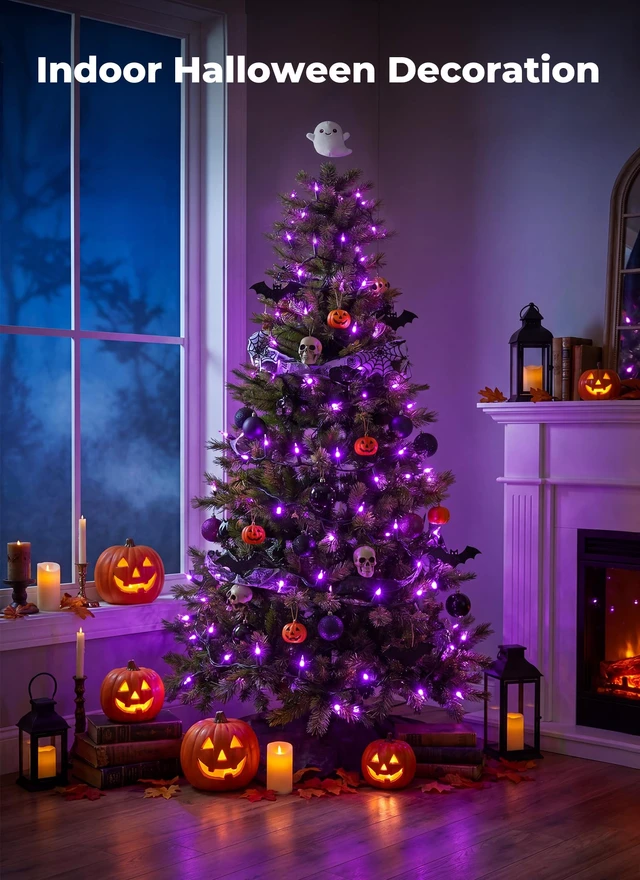 Alt view image 5 of 7 - Halloween String Lights Outdoor 100 Count 20 Feet Incandescent Bulb | Mini Lights for Christmas Indoor Garland Party Festival Decoration, Purple