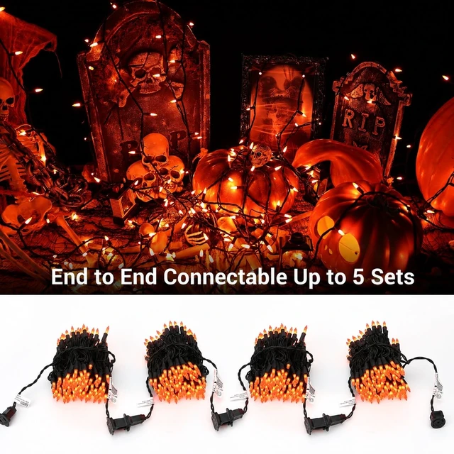 Alt view image 2 of 7 - Orange Halloween Lights, 21.3ft 100-ct Incandescent Halloween String Lights Connectable, UL Certified Orange Light String, Black Wire Mini Light Set for Fall Season Holiday Thanksgiving Tree